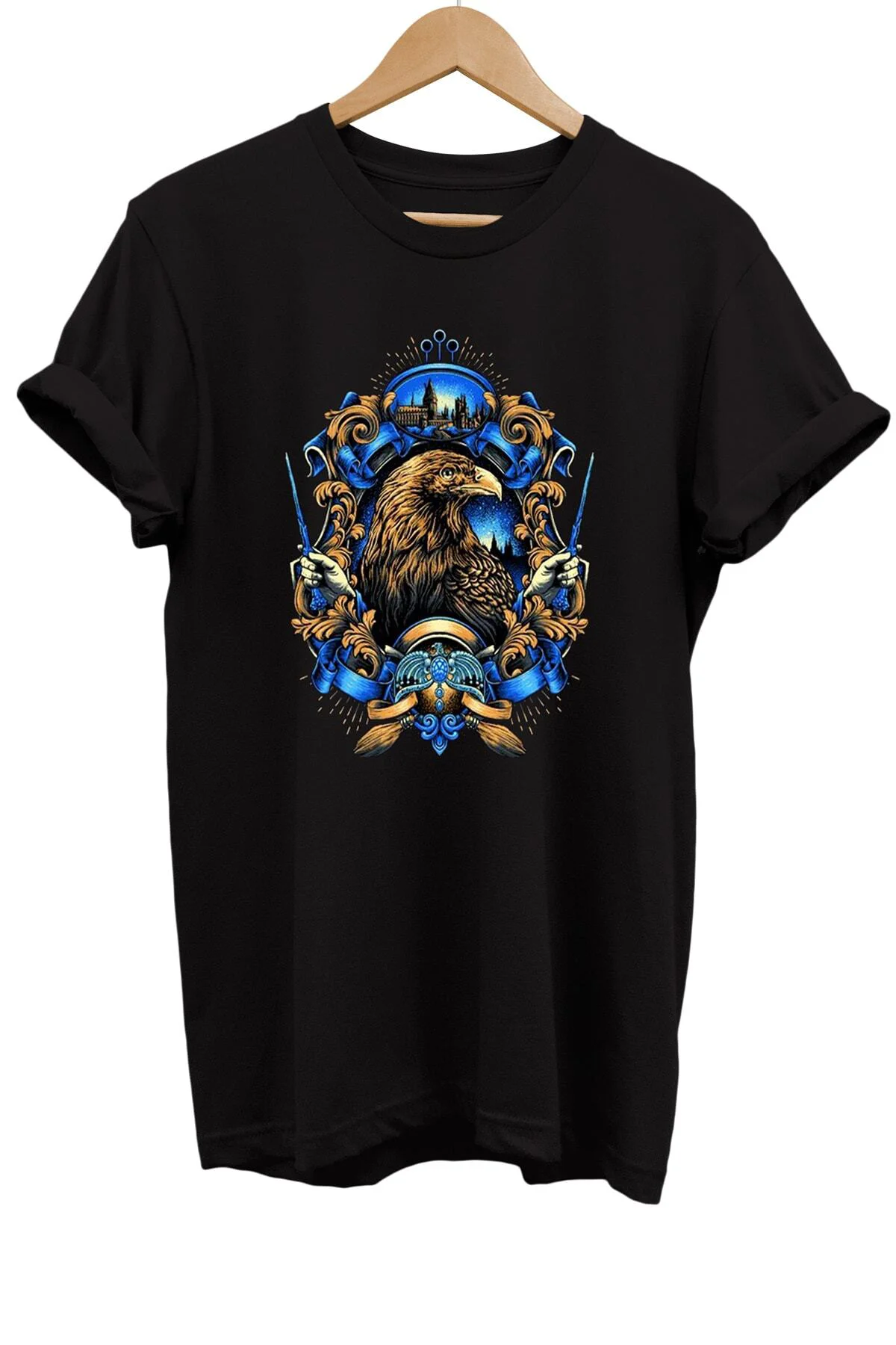 Rawenclaw Baskılı %100 Pamuk Basic T-shirt Normal Beden Tişört