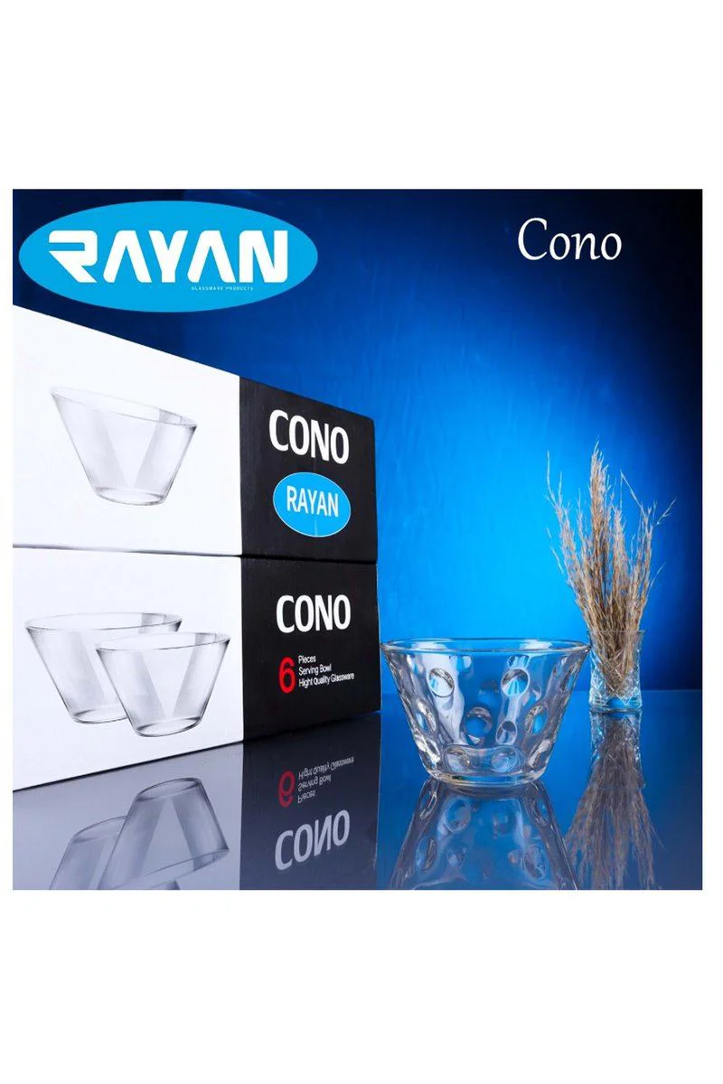 Rayan Cono 6'lı Büyük Cam Kase - Şık ve Dayanıklı Cam Kase Seti Fiyatı, Yorumları ve Özellikleri