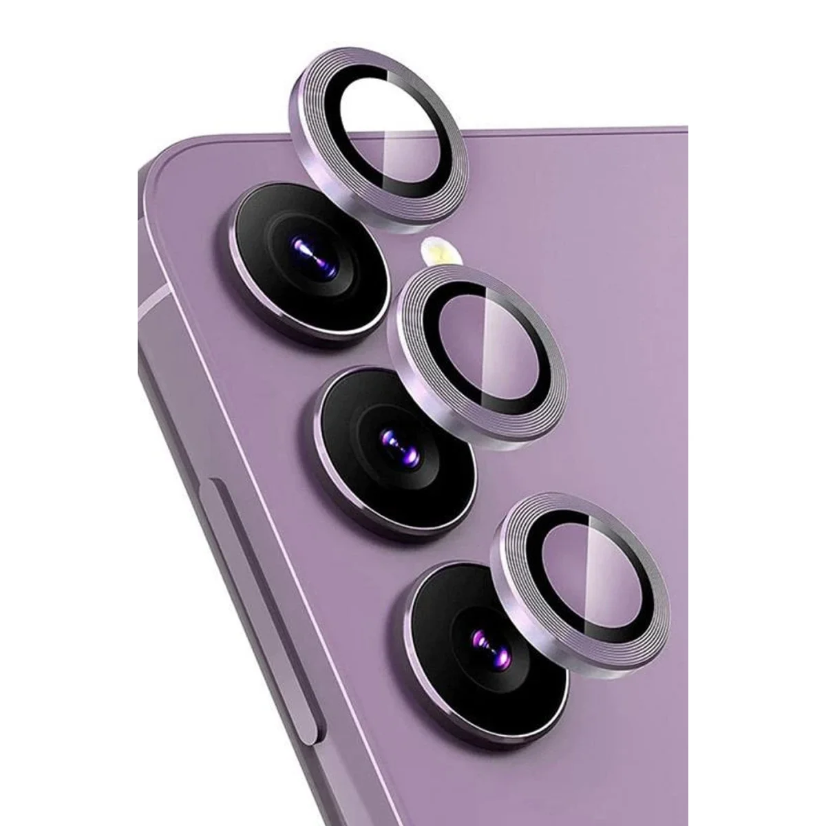 Raze Metal Kamera Lens (Mor) - Galaxy S24 FE İçin 3D HD Yüksek Çözünürlüklü Koruma