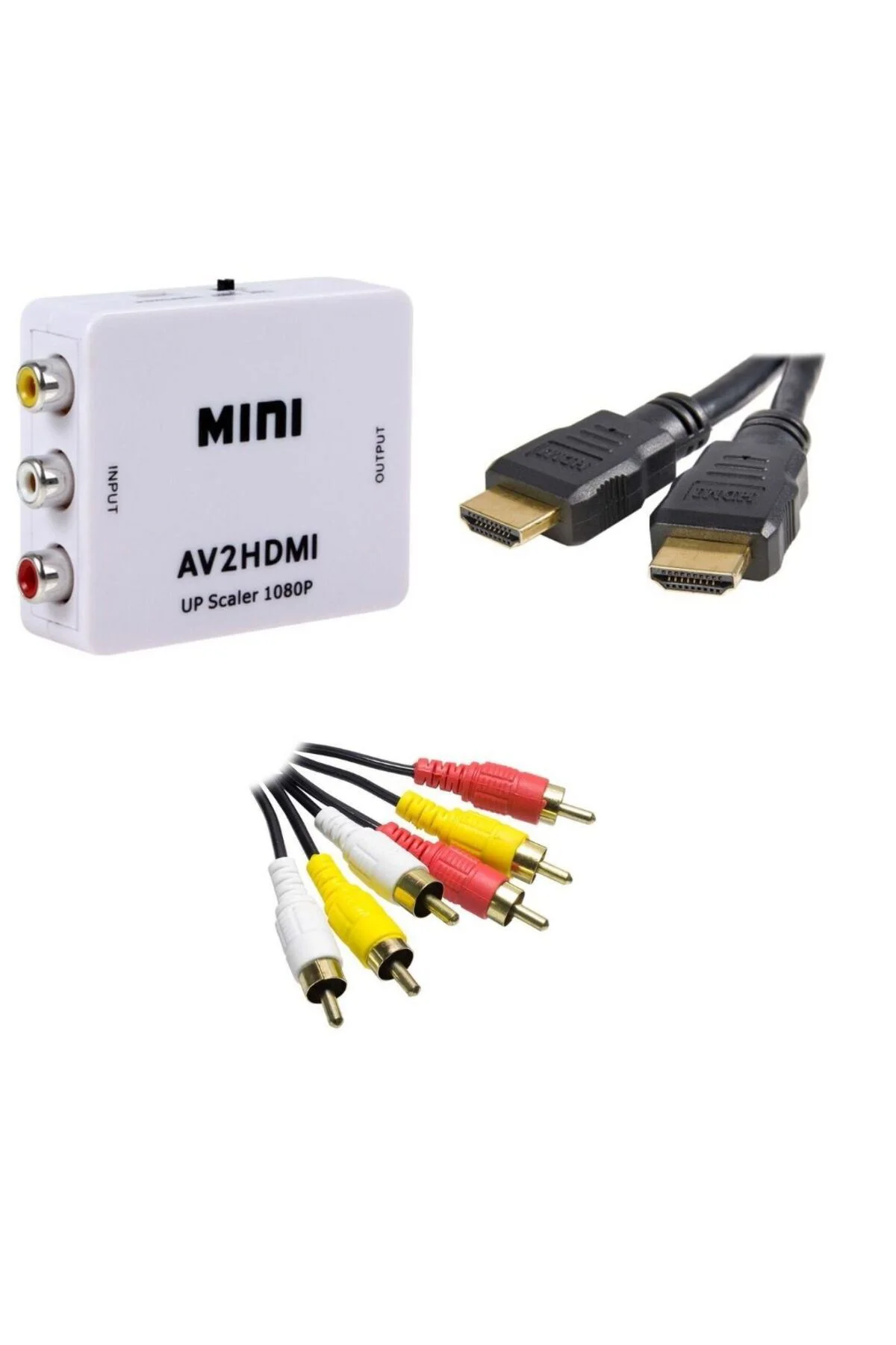 Rca to Hdmi Çevirici Adaptör+ Rca kablo + Hdmi Kablo