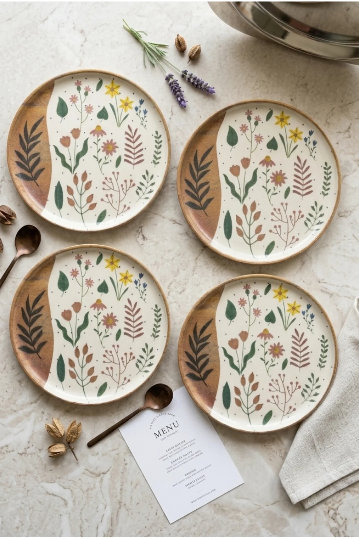 Reaktif Soft Bloom Nordic Pasta Tabağı 22 Cm 4 Adet 22876