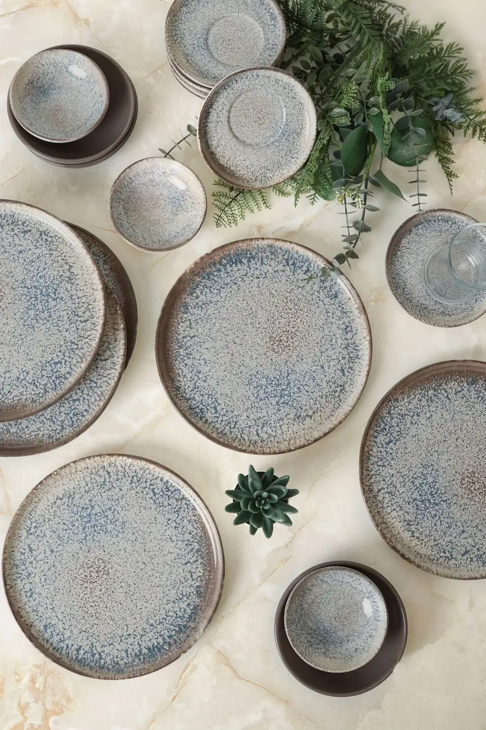 Keramika Reaktif Stackable Kahvaltı Takımı 24 Parça 6 Kişilik