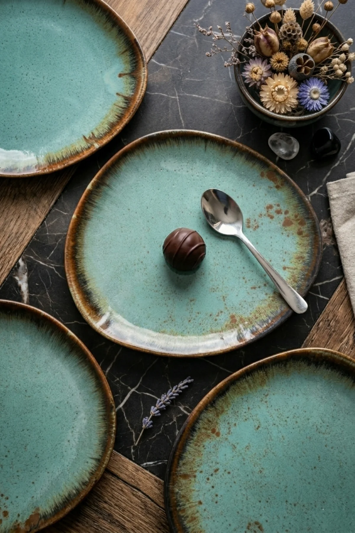 Reaktif Turkuaz Trior Pasta Tabağı 23 Cm 4 Adet 19013