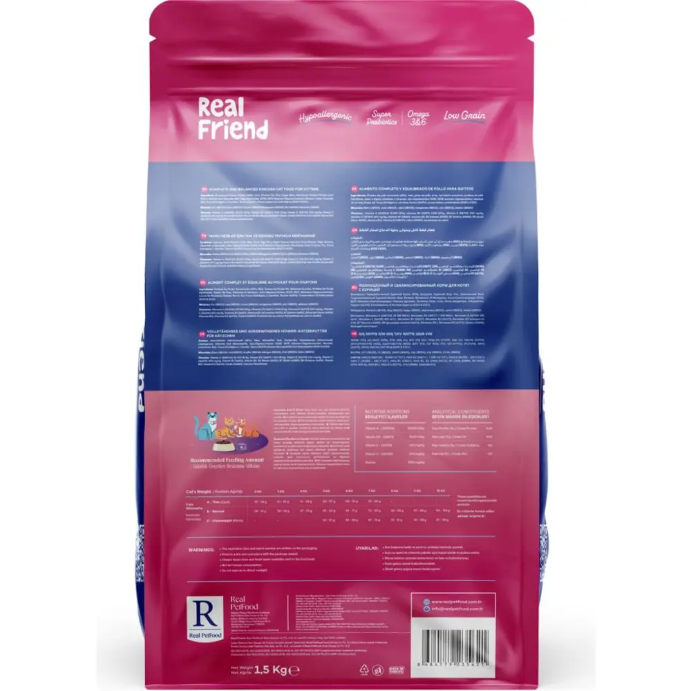 Real Friend Digest Care Hypoallergenic Kitten Chicken 36/18 Kedi 