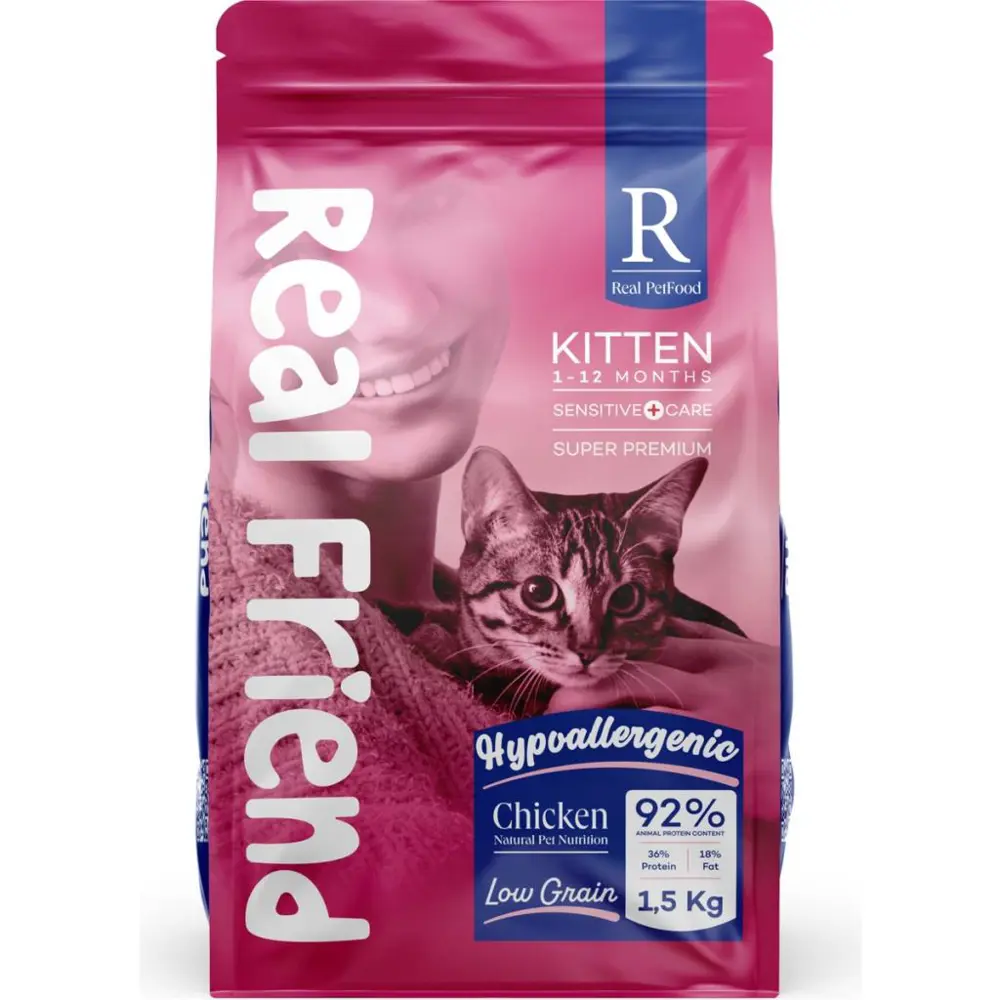 Real Friend Digest Care Hypoallergenic Kitten Chicken 36/18 Kedi 