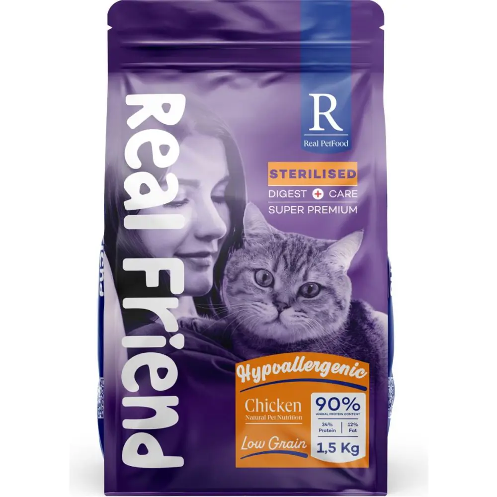 Real Friend Digest Care Hypoallergenic Sterilised Chicken 34/12 K
