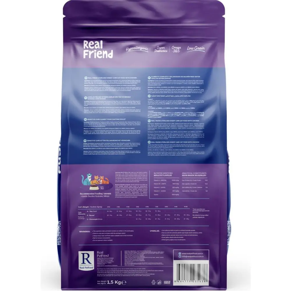 Real Friend Digest Care Hypoallergenic Sterilised Salmon 34/12 Ke