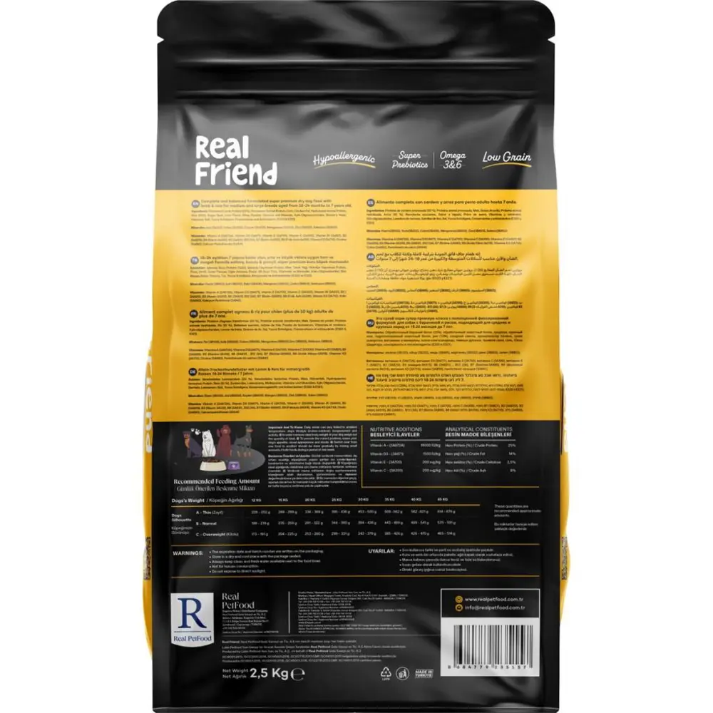 Real Friend Joint Care Hypoallergenic Dog Lamb&Rice 25/14 Köpek M