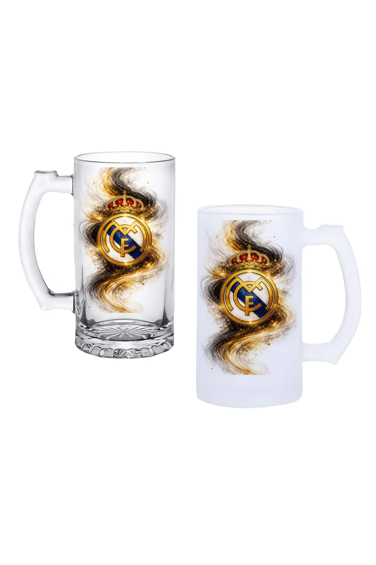 Real Madrid Kulplu Bira Bardağı Buzlu veya Şeffaf Seçenekli 0185