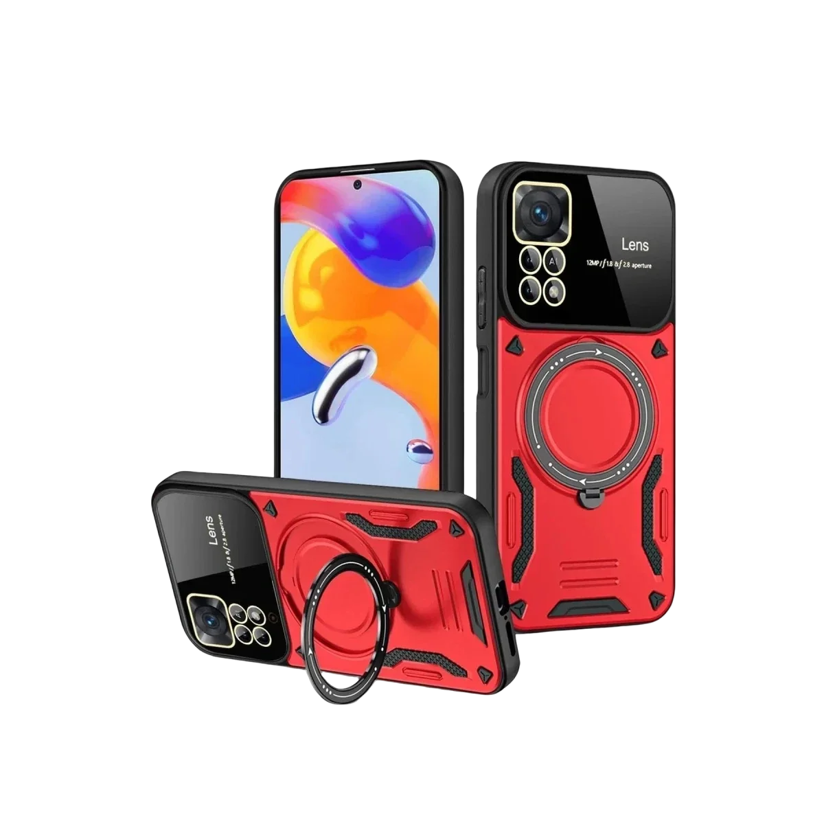 Realme 11 Pro Plus Joy Lens Standlı Kapak - Kırmızı