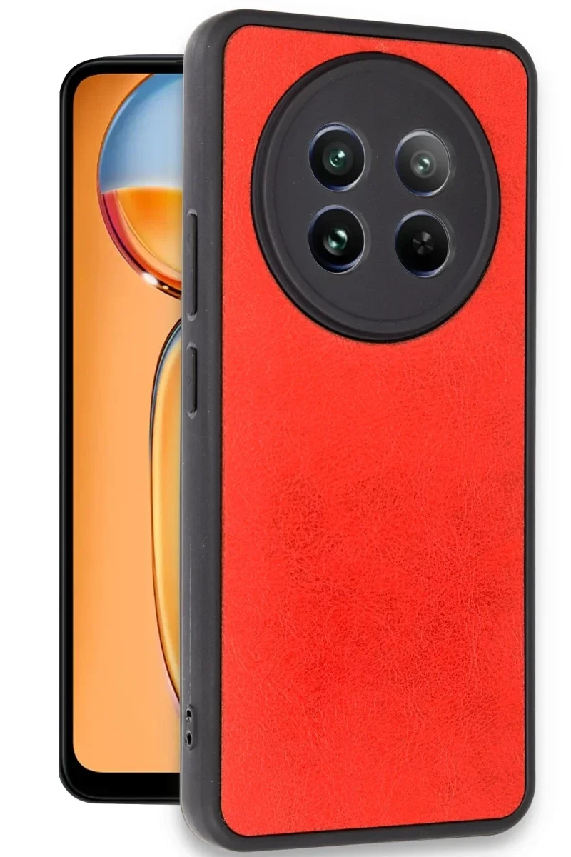 Realme 12 5G Kılıf Aras Deri Kapak - Kırmızı