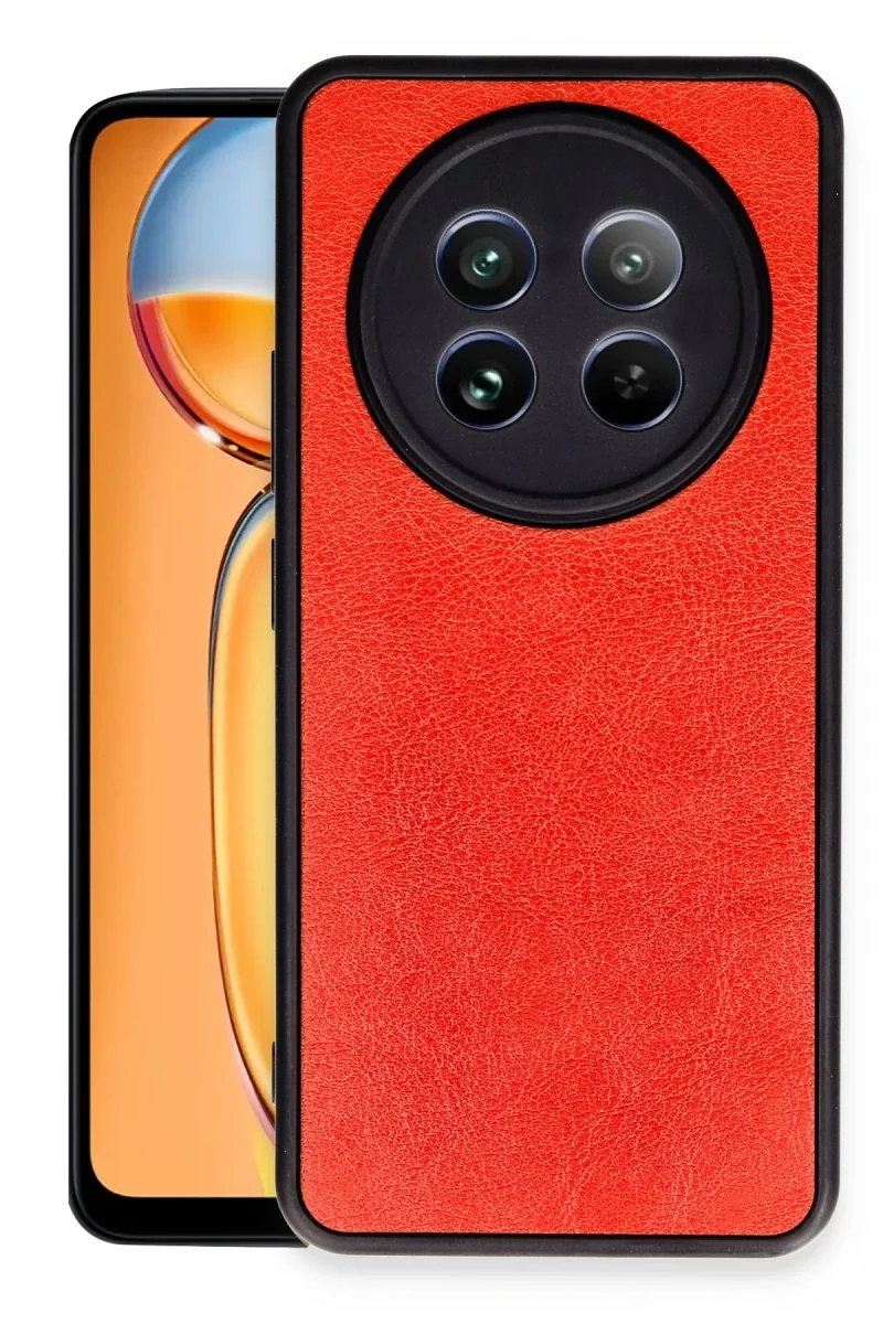 Realme 12 5G Kılıf Aras Deri Kapak - Kırmızı