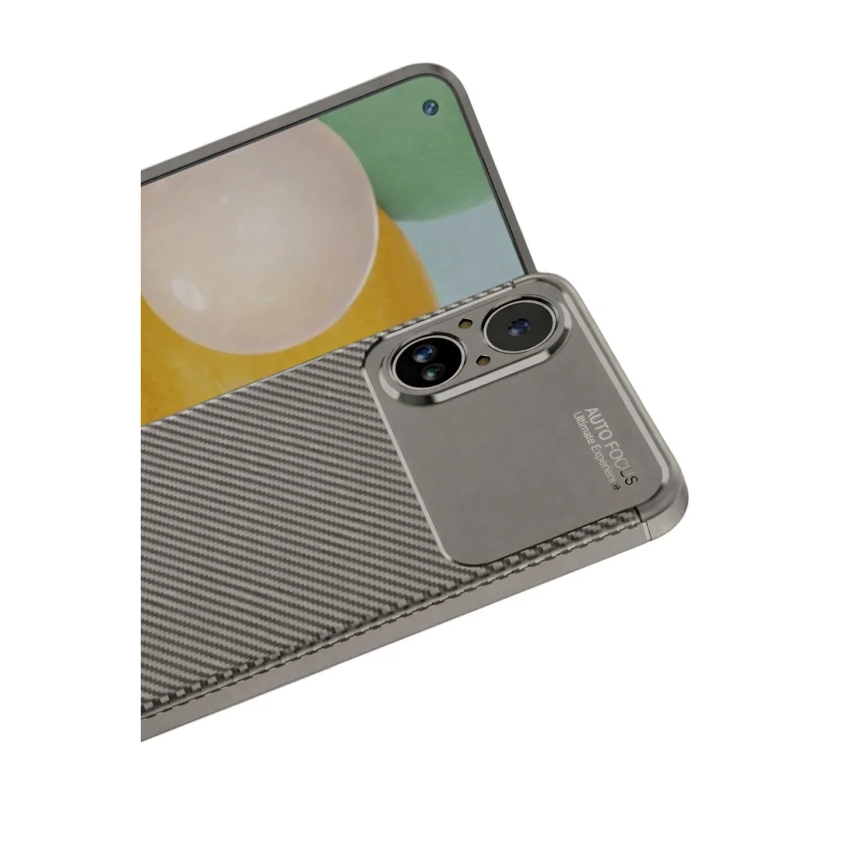 Realme 12 Lite Kılıf Auto Focus Karbon Kapak - Gri Realme 12 Lite Kılıf Auto Focus Karbon Kapak - Gri