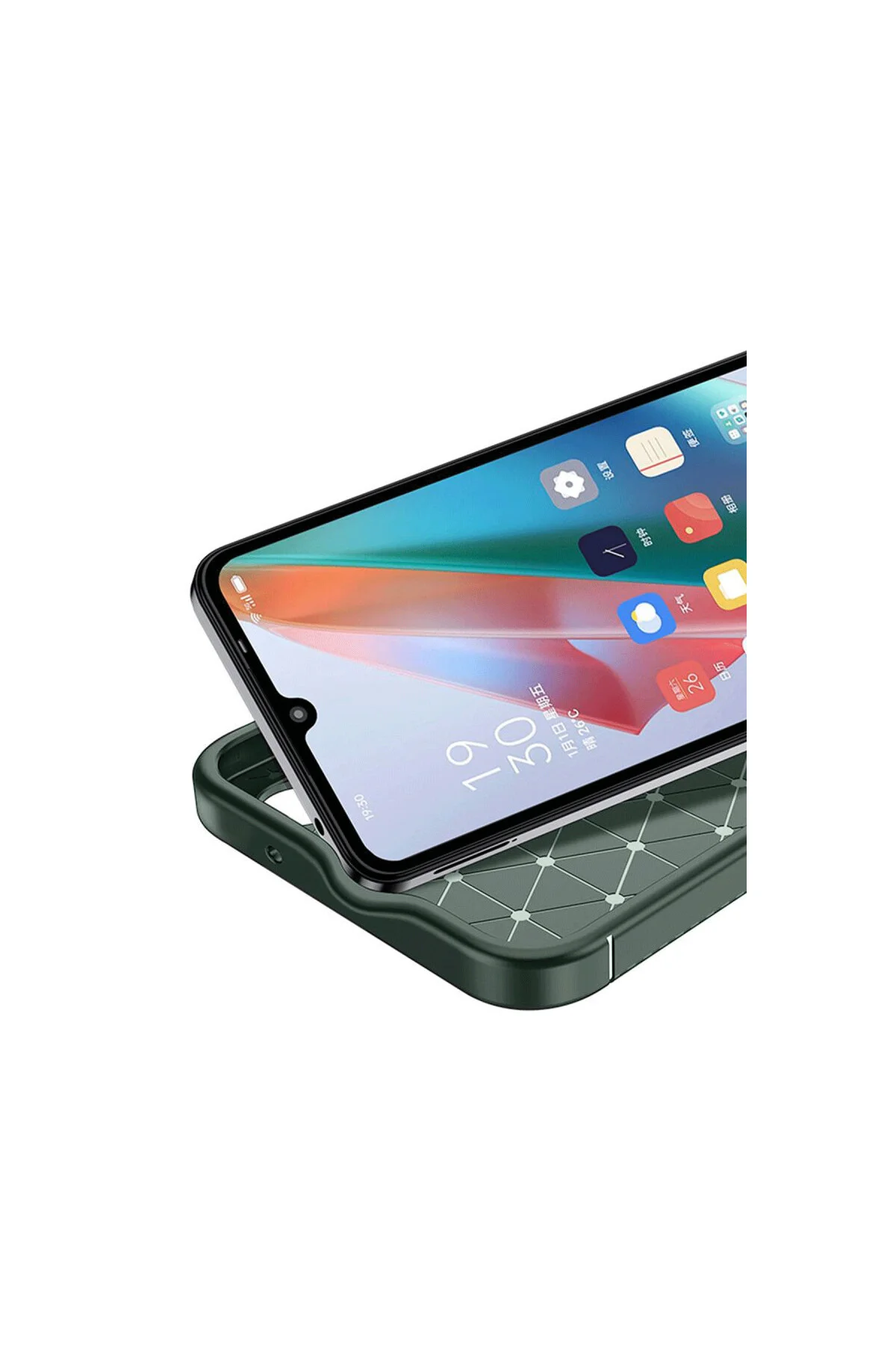 Realme 12 Lite Kılıf Auto Focus Karbon Kapak - Koyu Yeşil - Görsel 2