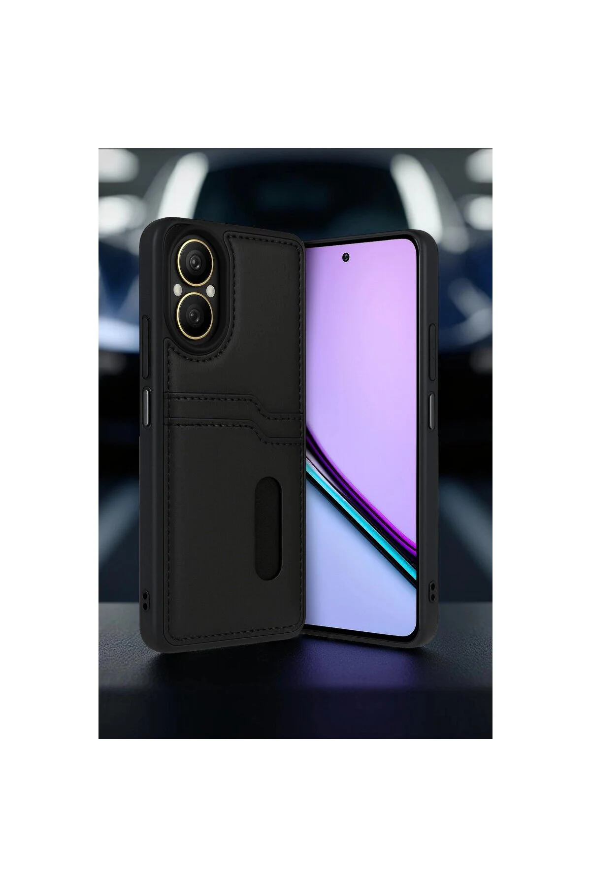 Realme 12 Lite Kılıf Sara Kartvizitli Deri Kılıf - Lacivert