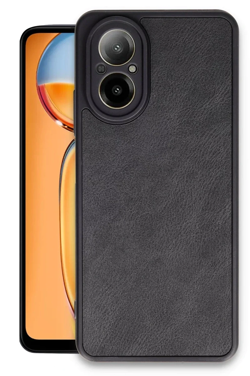 Realme 12 Lite Kılıf Aras Deri Kapak - Siyah Realme 12 Lite Kılıf Aras Deri Kapak - Siyah