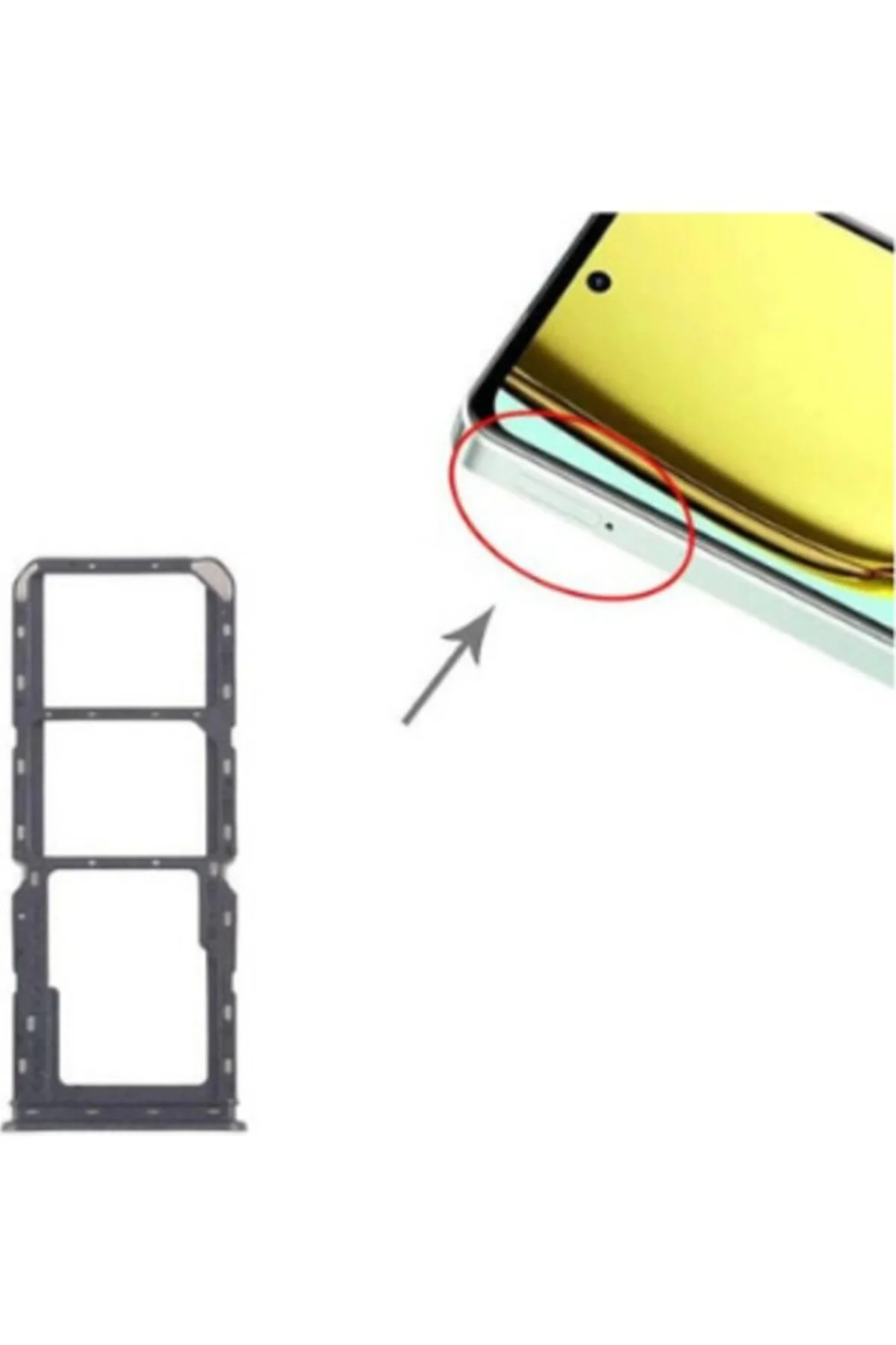 Realme 12 Lite Uyumlu Sim Kart Tepsisi RMX3890 Siyah