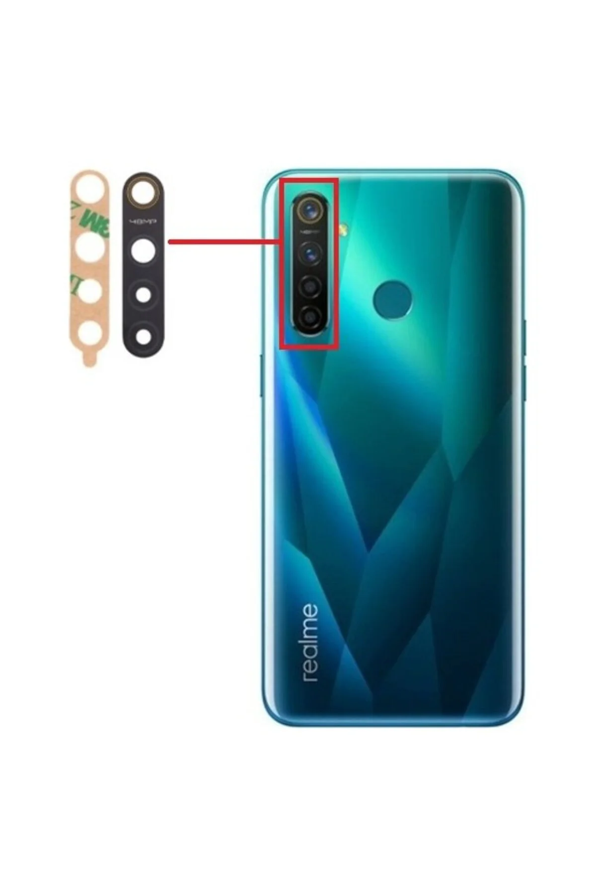 Realme 5 Pro Uyumlu Kamera Lensi Camı RMX1971 RMX1973
