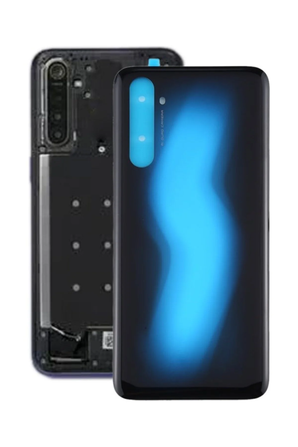 Realme 6 Pro Uyumlu Arka Pil Batarya Kapağı Cam RMX2061 RMX2063 Mavi