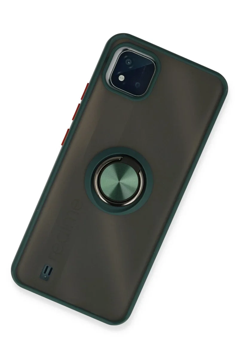 Realme C11 2021 Kılıf Montreal Yüzüklü Silikon Kapak - Yeşil Realme C11 2021 Kılıf Montreal Yüzüklü Silikon Kapak - Yeşil