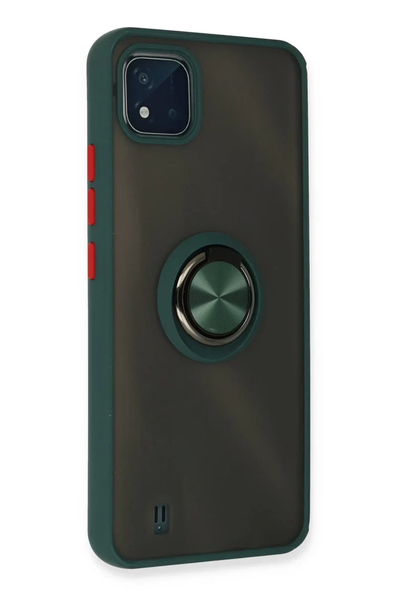 Realme C11 2021 Kılıf Montreal Yüzüklü Silikon Kapak - Yeşil Realme C11 2021 Kılıf Montreal Yüzüklü Silikon Kapak - Yeşil