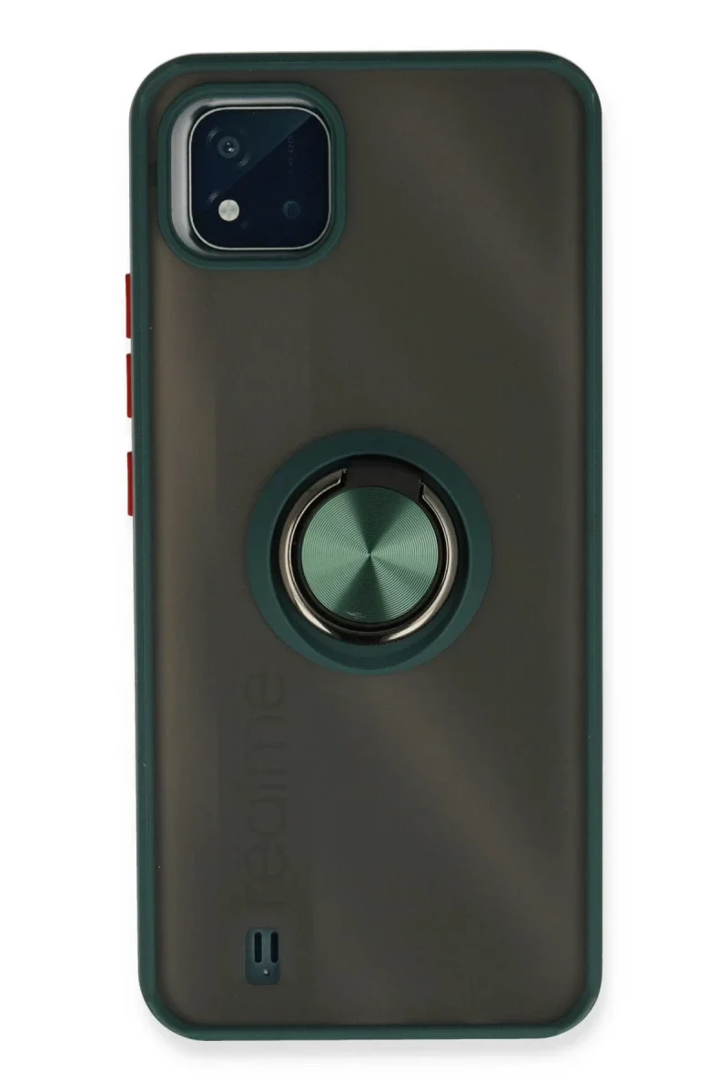 Realme C11 2021 Kılıf Montreal Yüzüklü Silikon Kapak - Yeşil Realme C11 2021 Kılıf Montreal Yüzüklü Silikon Kapak - Yeşil