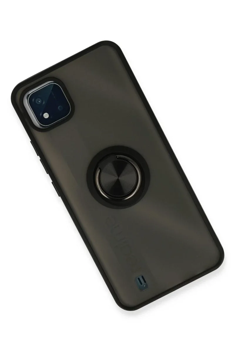 Realme C11 2021 Kılıf Montreal Yüzüklü Silikon Kapak - Siyah Realme C11 2021 Kılıf Montreal Yüzüklü Silikon Kapak - Siyah