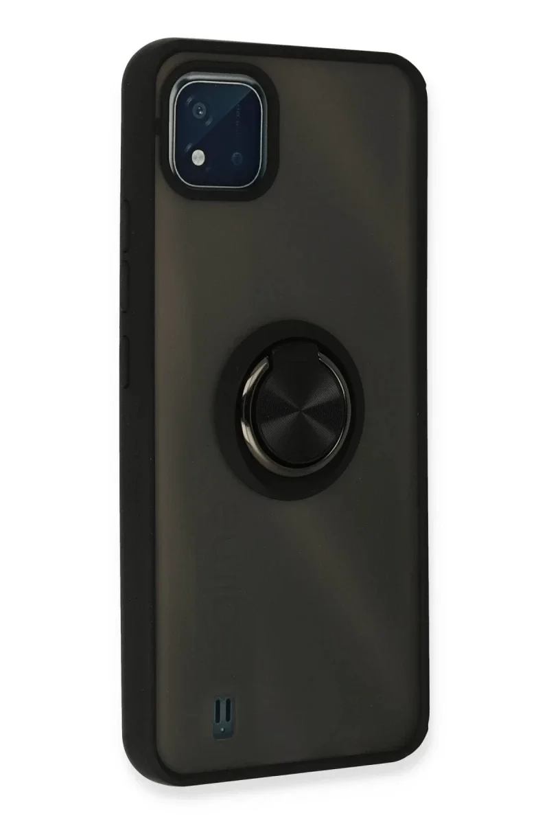 Realme C11 2021 Kılıf Montreal Yüzüklü Silikon Kapak - Siyah Realme C11 2021 Kılıf Montreal Yüzüklü Silikon Kapak - Siyah