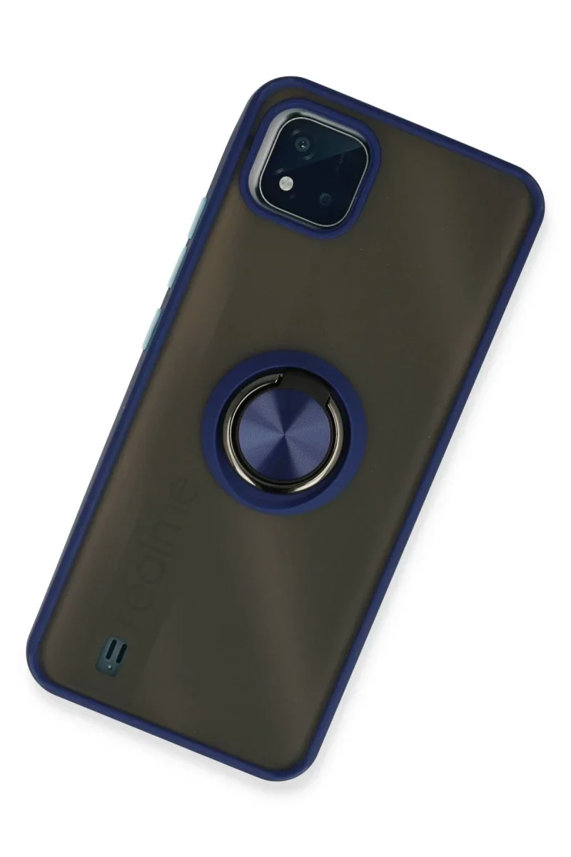 Realme C11 2021 Kılıf Montreal Yüzüklü Silikon Kapak - Lacivert Realme C11 2021 Kılıf Montreal Yüzüklü Silikon Kapak - Lacivert