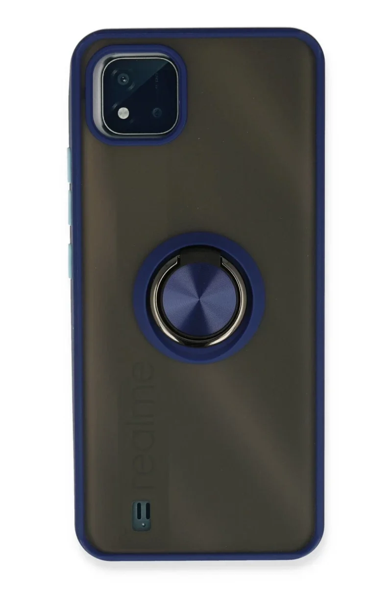 Realme C11 2021 Kılıf Montreal Yüzüklü Silikon Kapak - Lacivert Realme C11 2021 Kılıf Montreal Yüzüklü Silikon Kapak - Lacivert