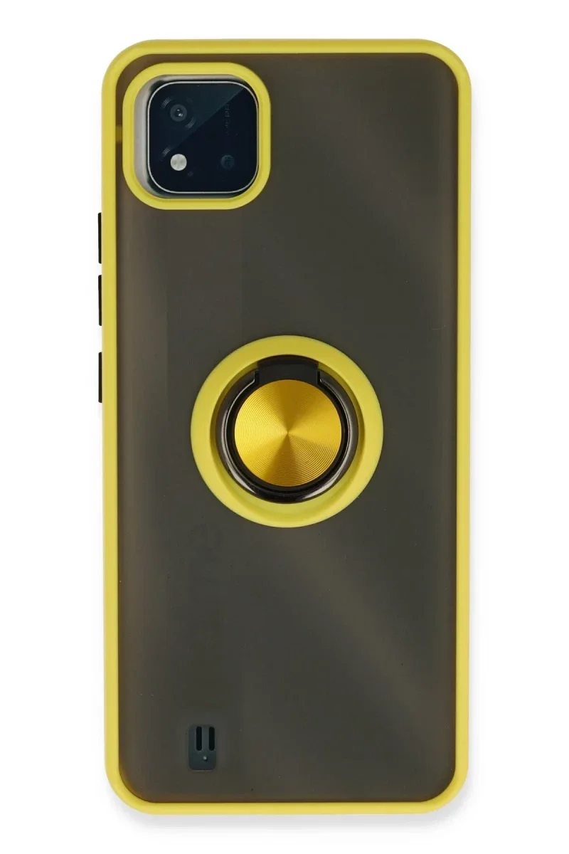 Realme C11 2021 Kılıf Montreal Yüzüklü Silikon Kapak - Sarı Realme C11 2021 Kılıf Montreal Yüzüklü Silikon Kapak - Sarı