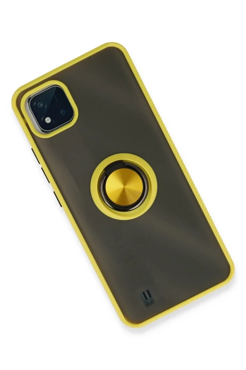 Realme C11 2021 Kılıf Montreal Yüzüklü Silikon Kapak - Sarı Realme C11 2021 Kılıf Montreal Yüzüklü Silikon Kapak - Sarı