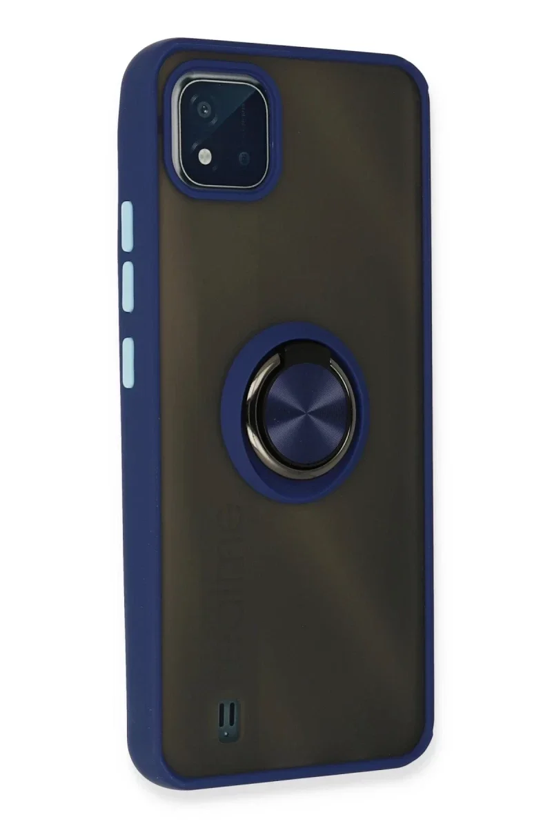 Realme C11 2021 Kılıf Montreal Yüzüklü Silikon Kapak - Lacivert Realme C11 2021 Kılıf Montreal Yüzüklü Silikon Kapak - Lacivert