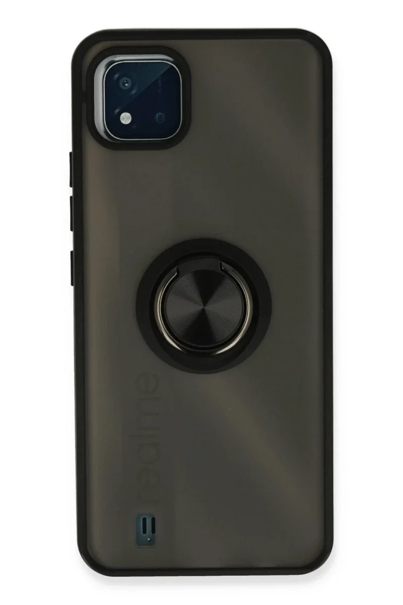 Realme C11 2021 Kılıf Montreal Yüzüklü Silikon Kapak - Siyah Realme C11 2021 Kılıf Montreal Yüzüklü Silikon Kapak - Siyah