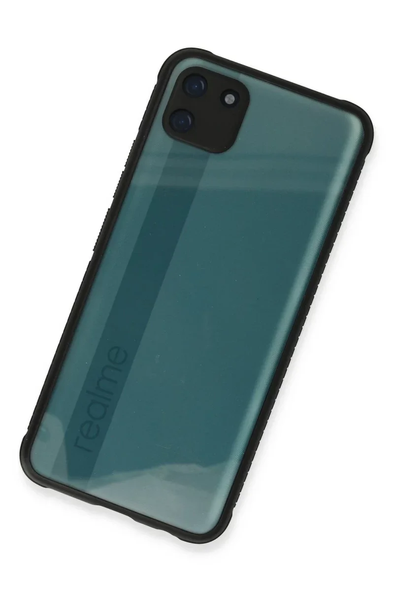 Realme C11 Kılıf Miami Şeffaf Silikon - Siyah