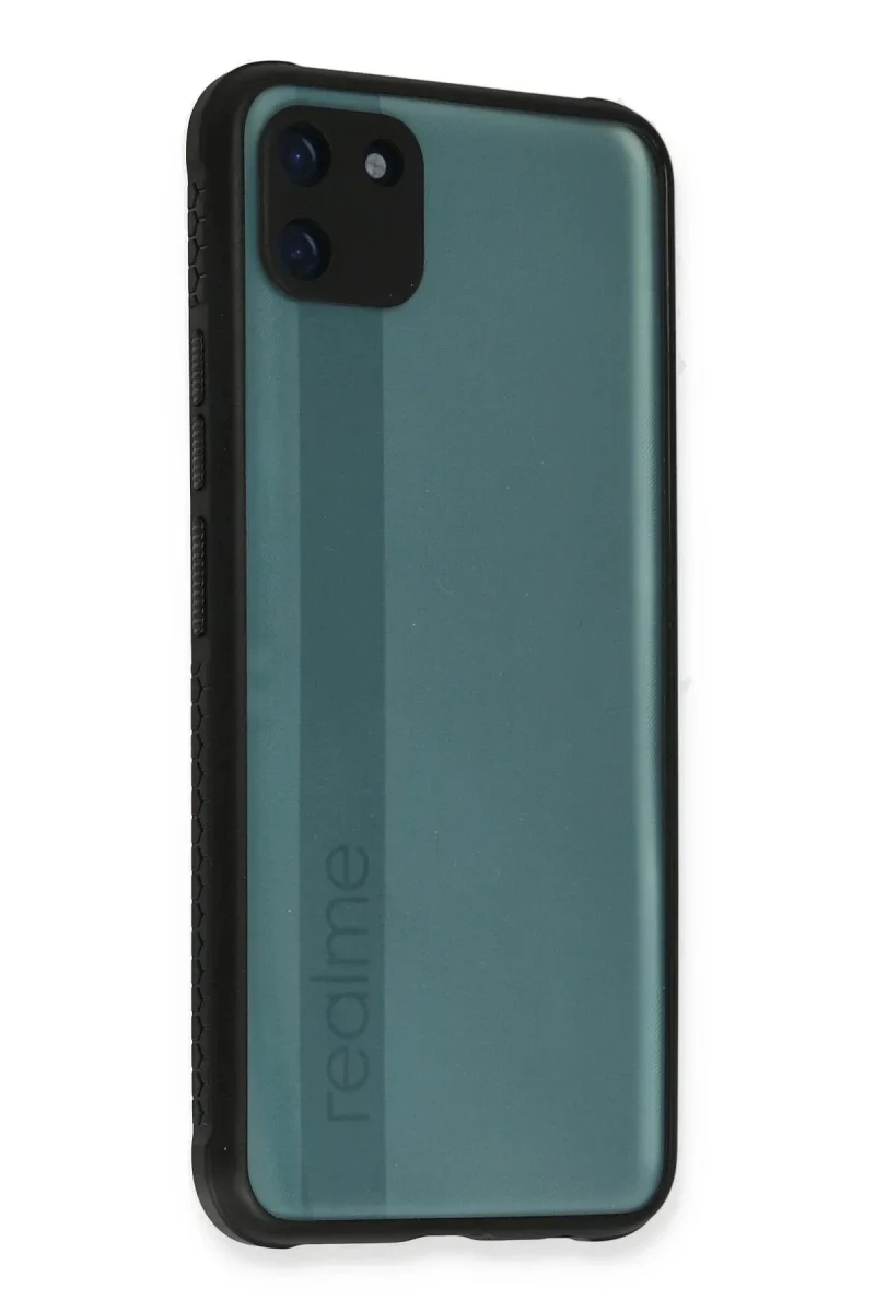 Realme C11 Kılıf Miami Şeffaf Silikon - Siyah
