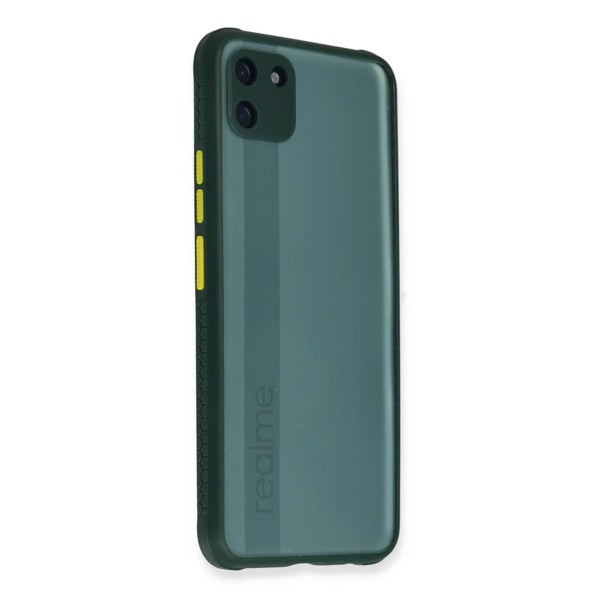 Realme C11 Kılıf Miami Şeffaf Silikon - Koyu Yeşil | Darbe ve Çizik Koruması