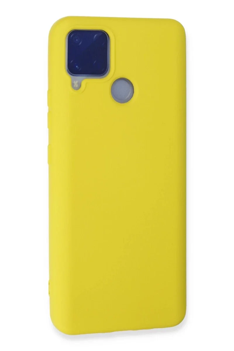 Realme C15 Kılıf Nano içi Kadife Silikon - Sarı