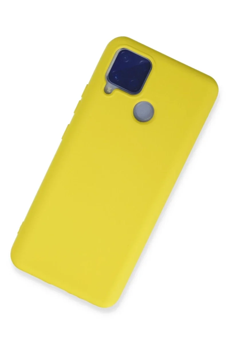 Realme C15 Kılıf Nano içi Kadife Silikon - Sarı