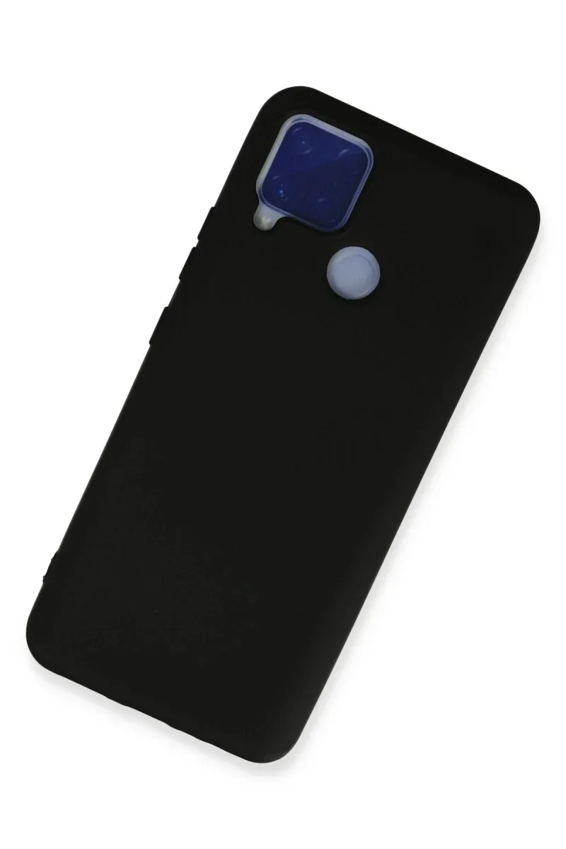 Realme C15 Kılıf Nano içi Kadife Silikon - Siyah