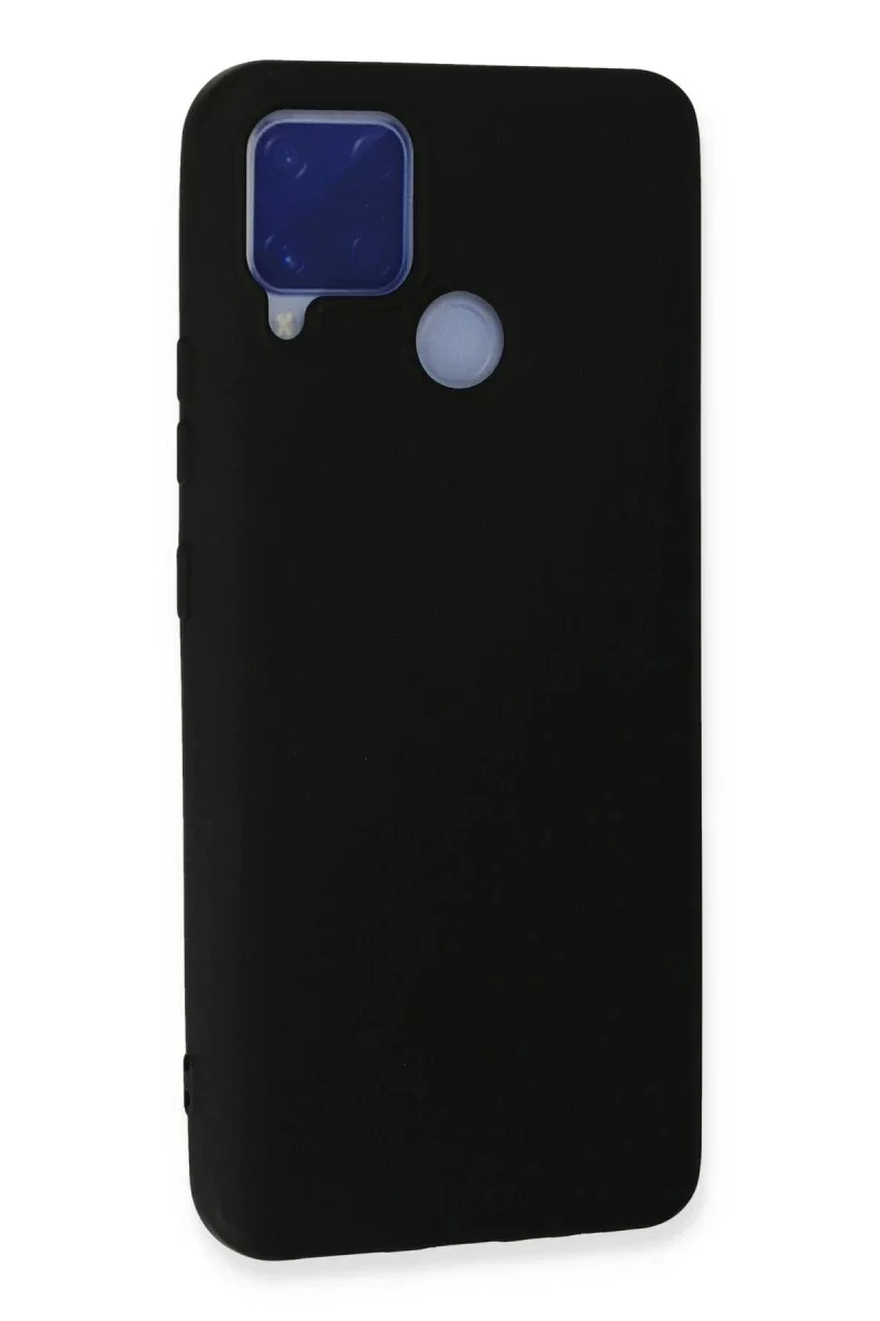 Realme C15 Kılıf Nano içi Kadife Silikon - Siyah
