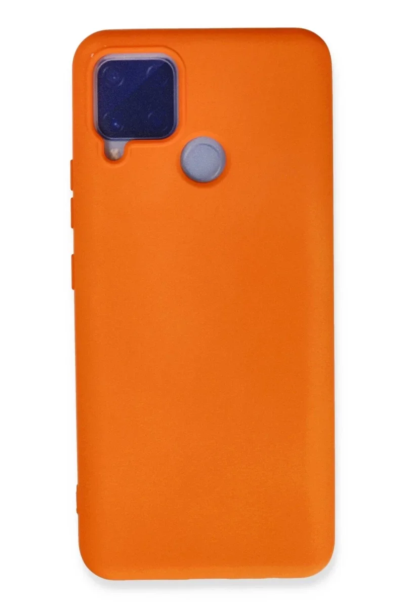 Realme C15 Kılıf Nano içi Kadife Silikon - Turuncu