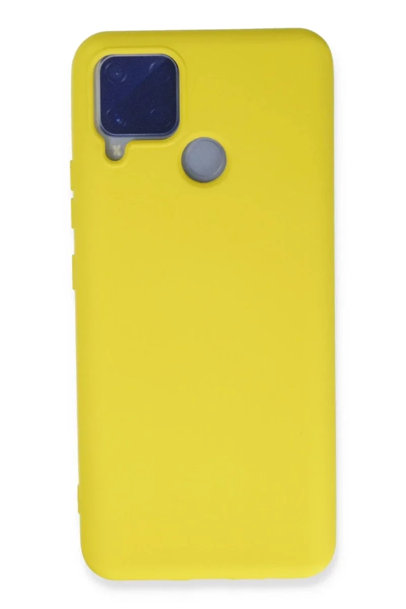 Realme C15 Kılıf Nano içi Kadife Silikon - Sarı