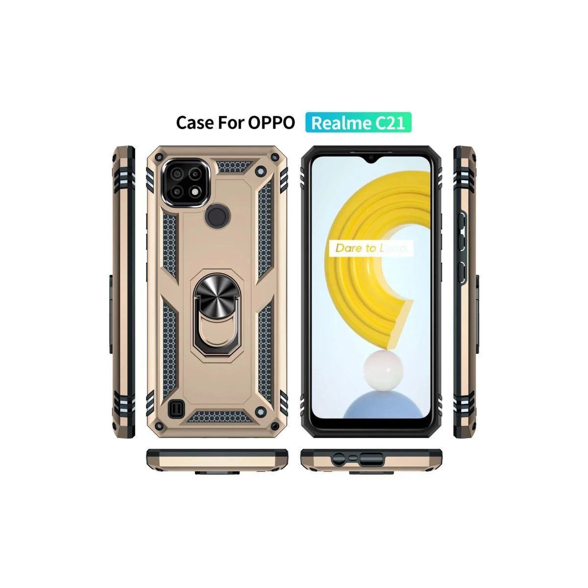 Realme C21 ile Uyumlu Sofya Yüzüklü Silikon Kılıf - Gold Fiyatı, Yorumları ve Özellikleri