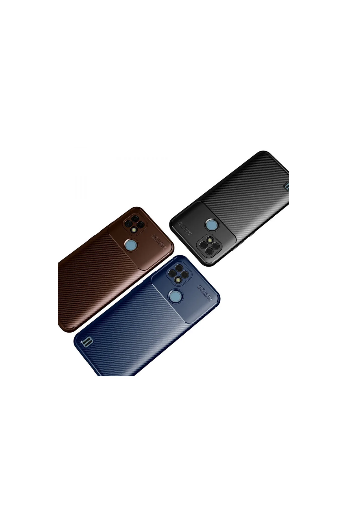 Realme C21 Kılıf Auto Focus Karbon Kapak - Lacivert - Görsel 3
