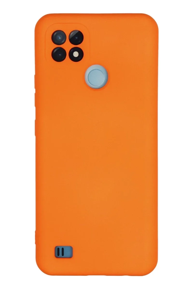 Realme C21 Kılıf Nano içi Kadife Silikon - Turuncu