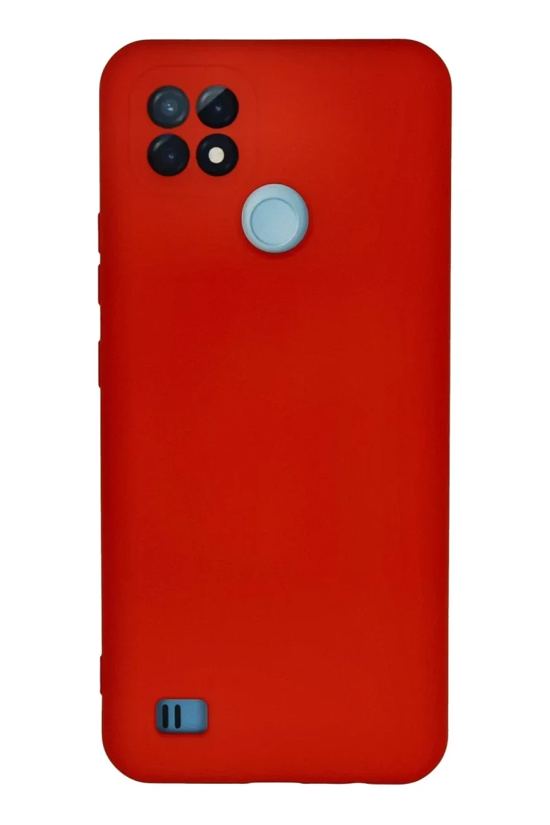 Realme C21 Kılıf Nano içi Kadife Silikon - Kırmızı
