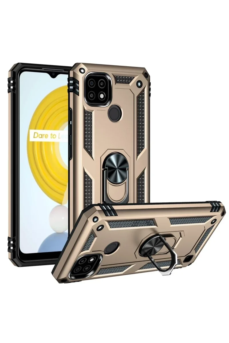 Realme C21 Kılıf Sofya Yüzüklü Silikon Kapak - Gold Realme C21 Kılıf Sofya Yüzüklü Silikon Kapak - Gold