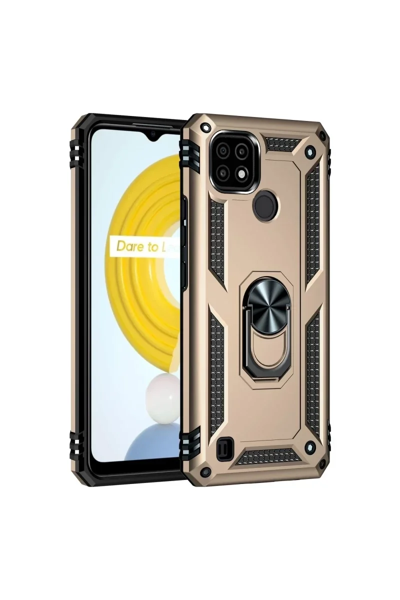 Realme C21 Kılıf Sofya Yüzüklü Silikon Kapak - Gold Realme C21 Kılıf Sofya Yüzüklü Silikon Kapak - Gold