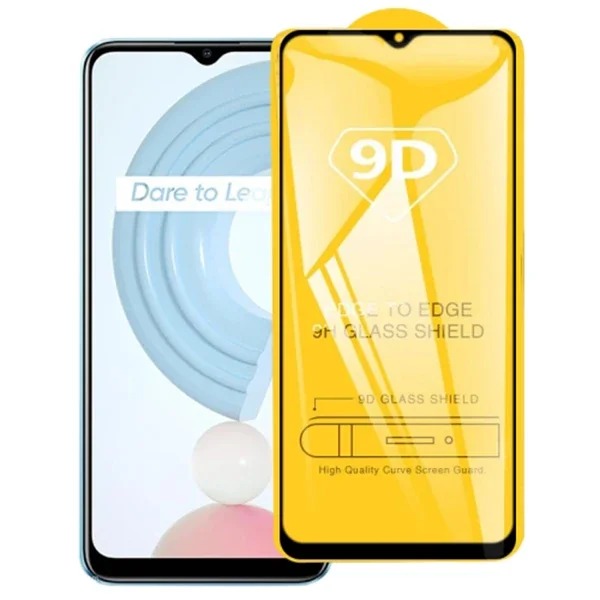 Realme C21 Tam Yapışkanlı 9D Temper Cam Ekran Koruyucu – Çizilmeye & Kırılmaya Karşı Süper Dayanımlı